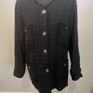 Vintage Misook Black Jacket/Sweater with Silver Buttons